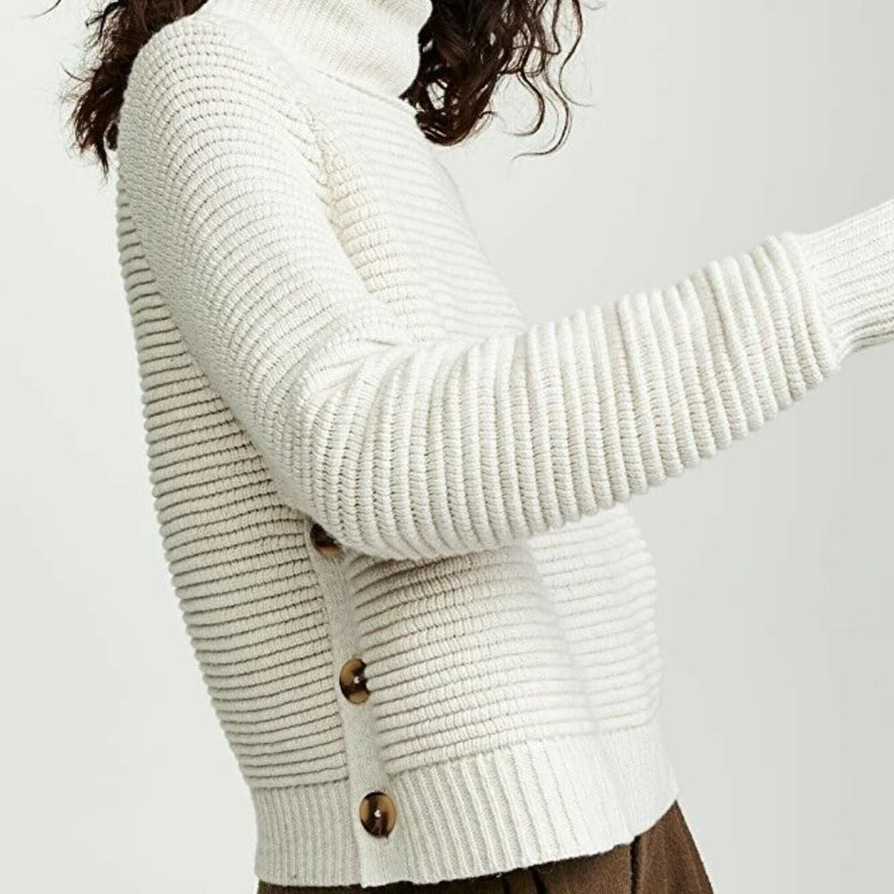 Madewell Side Button Wool Cotton Turtleneck K5807 Sweater Oatmeal XS H10285 - Picture 8 of 12